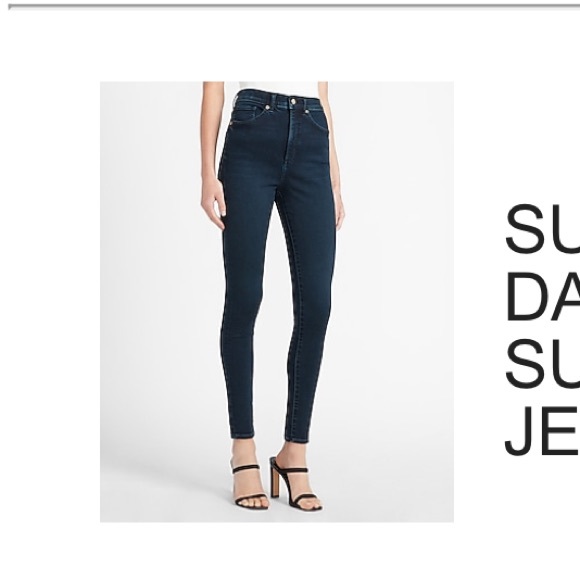Express SUPER HIGH WAISTED DARK WASH SUPERSOFT SKINNY JEANS size 6R